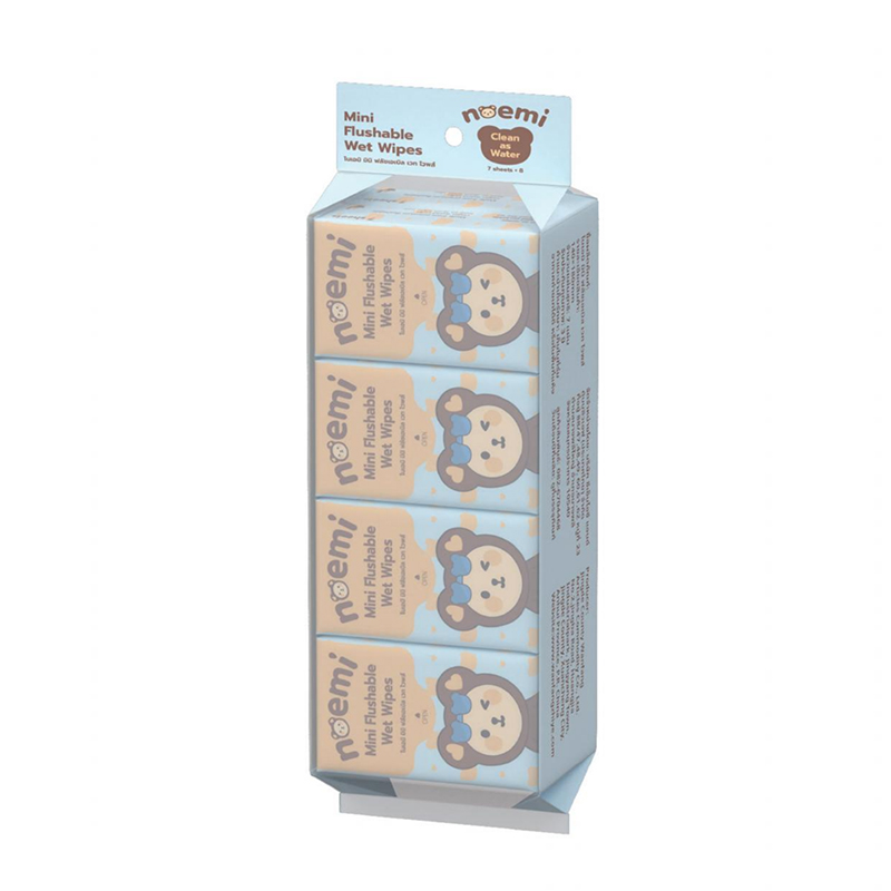Mini papel higiénico húmedo desechable - 7 hojas (140×180 mm)